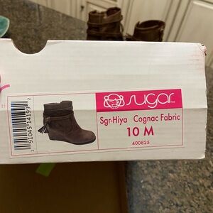 Sugar Cognac Fabric Ankle Boots